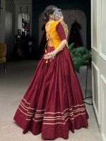 Wine Red Pure Cotton Navratri Lehenga Choli